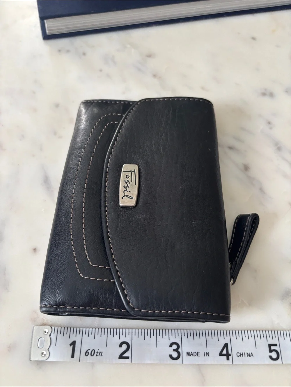 Fossil Black Leather Flap Wallet
